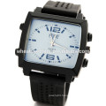 Square dial blue face army silicone wristband watch